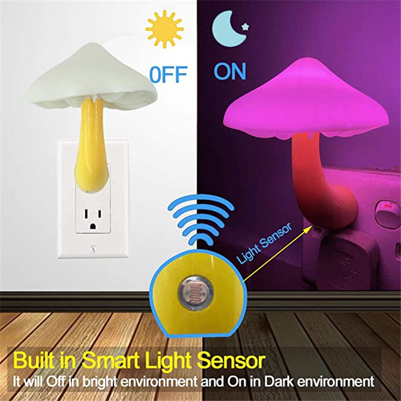 Ambient Mushroom Night Light - Auto Sensor Wall Plug Bedroom Decoration