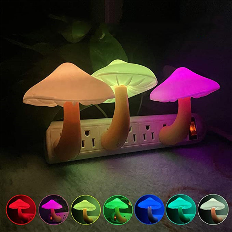 Ambient Mushroom Night Light - Auto Sensor Wall Plug Bedroom Decoration
